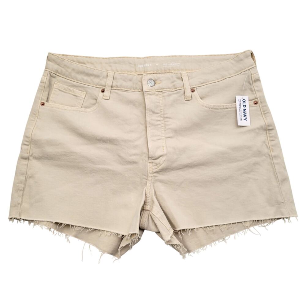 Old Navy High Rise O.G. Straight Cut Off Shorts 16 NEW Cream Smoothing Comfort